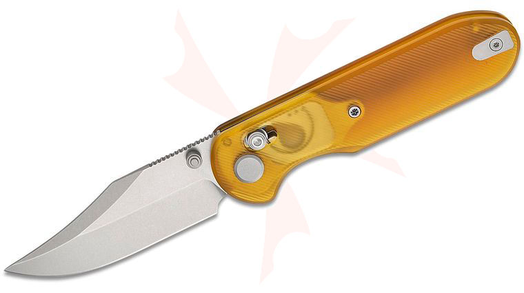 Geo Knife Ethereal Cutter Crossbar Lock Folding Knife 3 inch M390 Stonewashed Clip Point Blade, Ultem Handles
