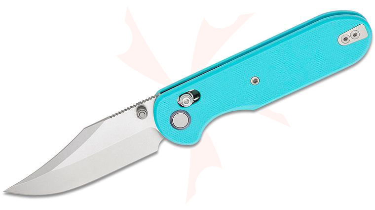 Geo Knife Ethereal Cutter Crossbar Lock Folding Knife 3 inch M390 Stonewashed Clip Point Blade, Tiffany Blue G10 Handles
