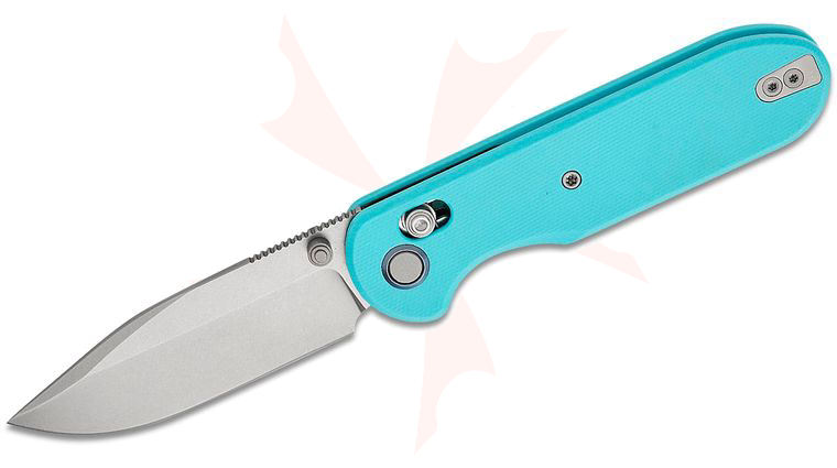 Geo Knife Ethereal Cutter Crossbar Lock Folding Knife 3 inch M390 Stonewashed Drop Point Blade, Tiffany Blue G10 Handles