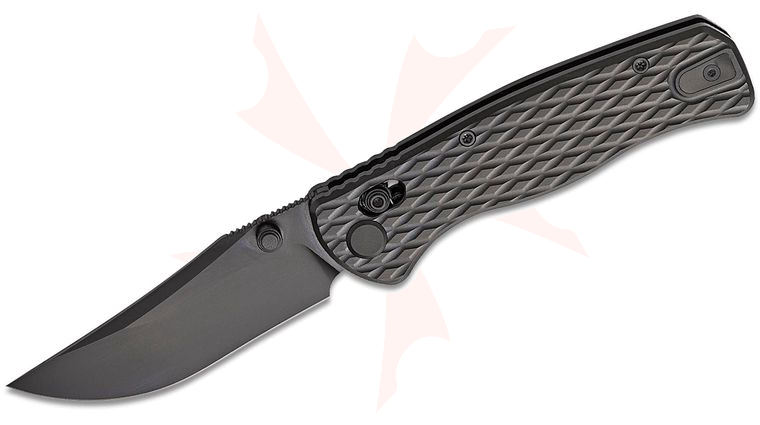 Geo Knife Sharp Shadow Crossbar Lock Folding Knife 3.3 inch M390 Black DLC Clip Point Blade, Crosscut Black DLC Titanium Handles