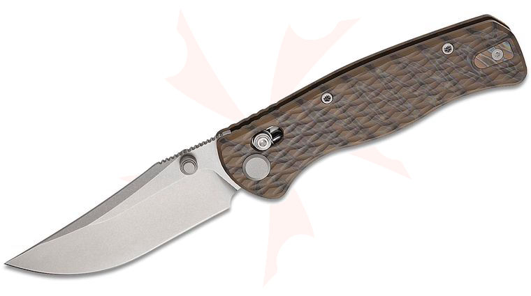 Geo Knife Sharp Shadow Crossbar Lock Folding Knife 3.3 inch M390 Stonewashed Clip Point Blade, Crosscut Tiger Stripe Titanium Handles