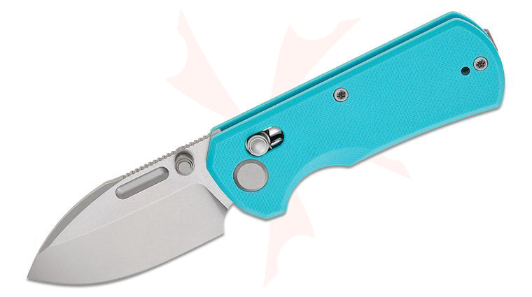 Geo Knife Belluf Crossbar Lock Folding Knife 2.4 inch M390 Stonewashed Drop Point Blade, Tiffany Blue G10 Handles
