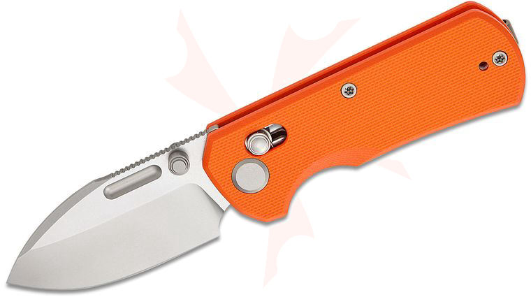 Geo Knife Belluf Crossbar Lock Folding Knife 2.4 inch M390 Stonewashed Drop Point Blade, Orange G10 Handles