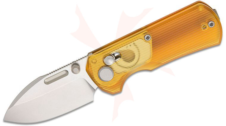 Geo Knife Belluf Crossbar Lock Folding Knife 2.4 inch M390 Stonewashed Drop Point Blade, Ultem Handles