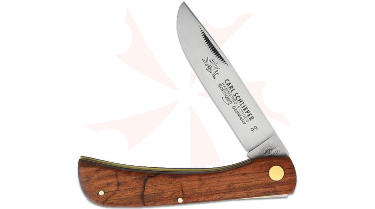 German Eye Brand Carl Schlieper Sodbuster Folding Knife 3.75 inch Blade, Brown Wood Handles