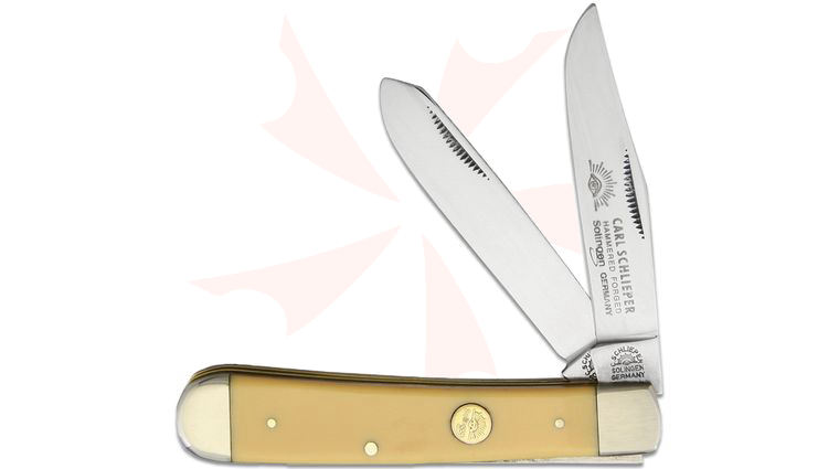 German Eye Brand Trapper 4 inch Closed, Yellow Celluloid Handles