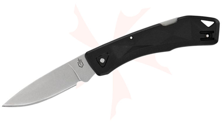 Gerber LST Ultra Lockback Folding Knife 2.7 inch Stonewashed Drop Point Blade, Black GFN Handles