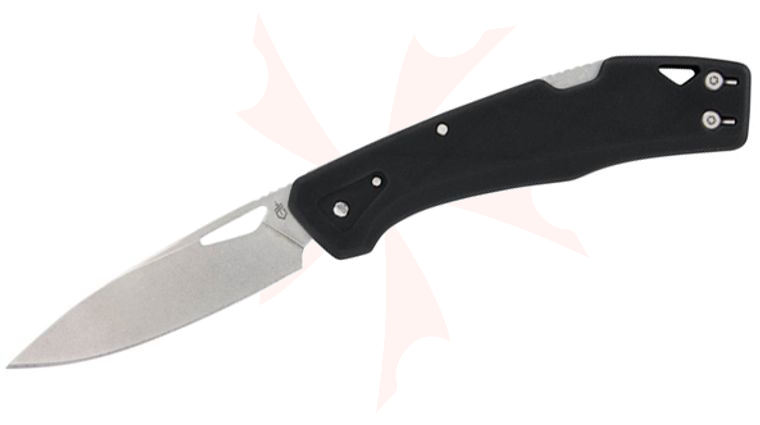 Gerber LST Clip Lockback Folding Knife 2.5 inch Stonewashed Clip Point Blade, Black GFN Handles