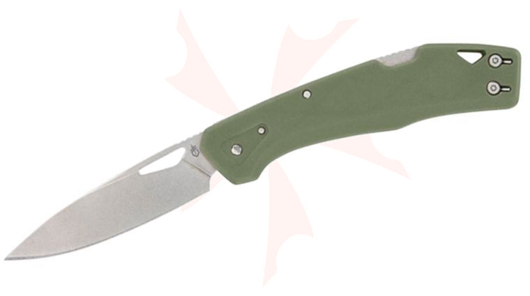Gerber LST Clip Lockback Folding Knife 2.5 inch Stonewashed Clip Point Blade, Lichen Green GFN Handles