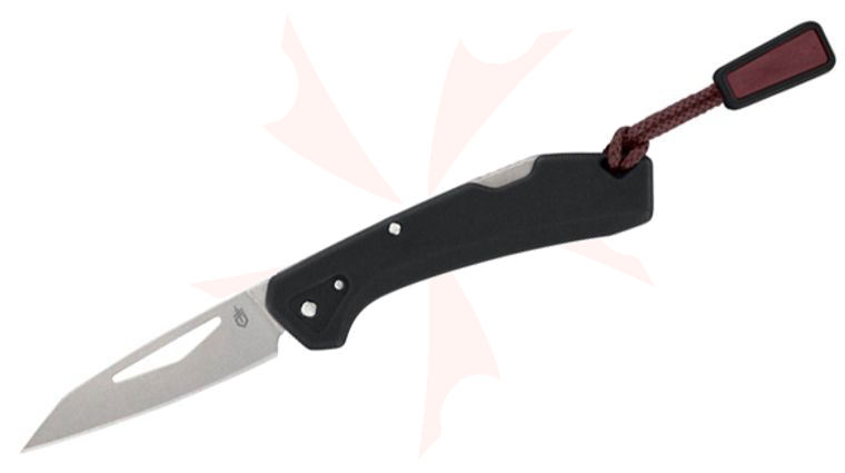 Gerber LST Mini Lockback Folding Knife 1.9 inch Stonewashed Modified Wharncliffe Blade, Black GFN Handles