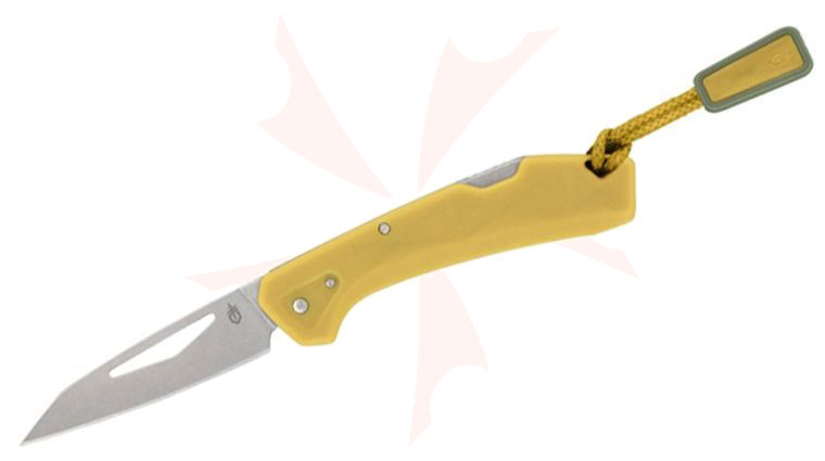 Gerber LST Mini Lockback Folding Knife 1.9 inch Stonewashed Modified Wharncliffe Blade, Mustard Yellow GFN Handles