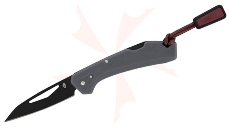 Gerber LST Mini Lockback Folding Knife 1.9 inch Black Modified Wharncliffe Blade, Gray GFN Handles