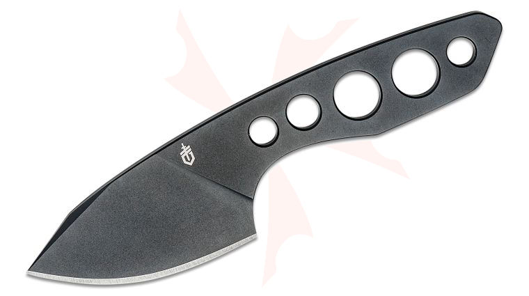 Gerber Dibs Fixed Blade Knife 2.5 inch 440A Black Clip Point Blade, One-Piece Construction, Yellow Leather Sheath