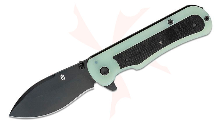 Gerber Confidant Flipper Knife 3.27 inch 440A Black Drop Point Blade, Jade G10 Handles with Black Bamboo Inlay