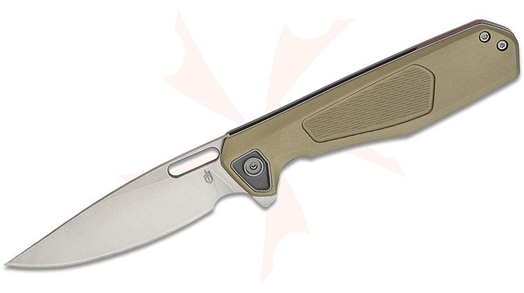 Gerber Minisada Flipper Knife, 3.13 inch D2 Stonewashed Clip Point Blade, Sage Green and Gray  Aluminum Handles