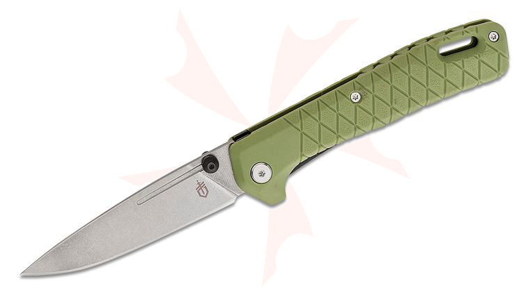 Gerber Zilch Folding Knife 3.1 inch Stonewashed Drop Point Plain Blade, Lichen Green GRN Handles