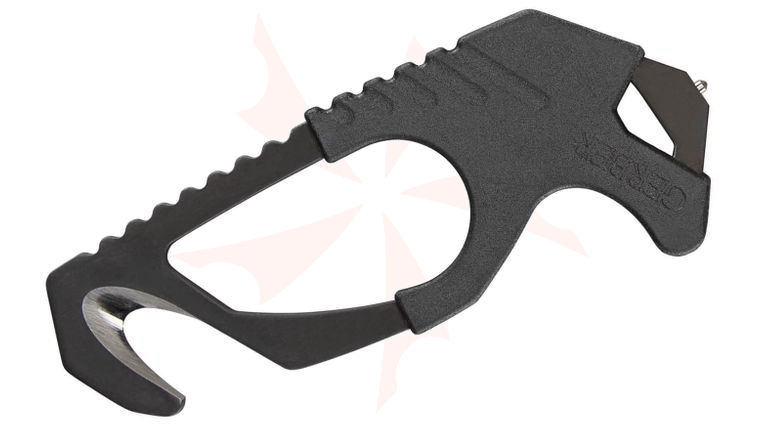 Gerber Strap Cutter/Rescue Hook, Black, 4.375 inch Overall, Hi-Vis Orange Nylon Sheath