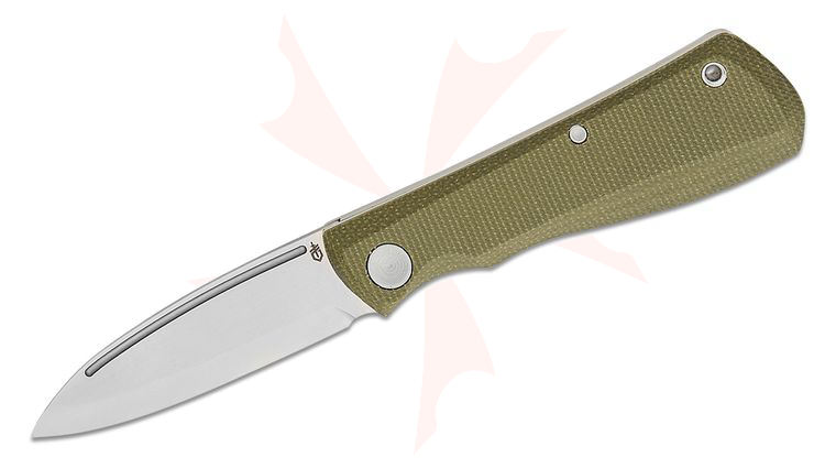 Gerber Mansfield Swayback Folding Knife 3.15 inch D2 Drop Point Blade, Olive Micarta Handles
