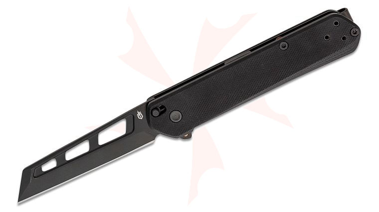 Gerber Spire Assisted Flipper Knife 2.93 inch D2 Black Reverse Tanto Blade, Black G10 Handles