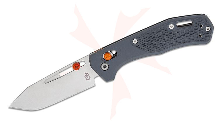 Gerber Assert Pivot Lock Folding Knife 2.98 inch S30V Stonewashed Clip Point Blade Blade, Textured Gray Handles with Red Accents