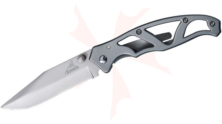Gerber Paraframe II Folding Knife 3.625 inch Plain Blade, Stainless Steel Handles