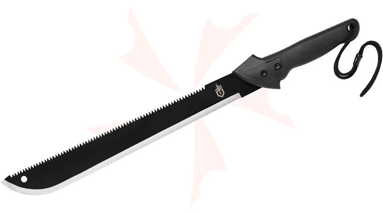 Gerber Gator Sawback Machete 18 inch Carbon Steel Blade, Gator Grip Handle, Nylon Sheath