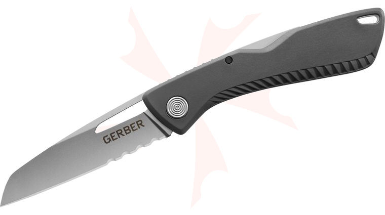 Gerber Shark Belly Folding Knife 3.2 inch Satin Combo Blade, Gray GFN Handles