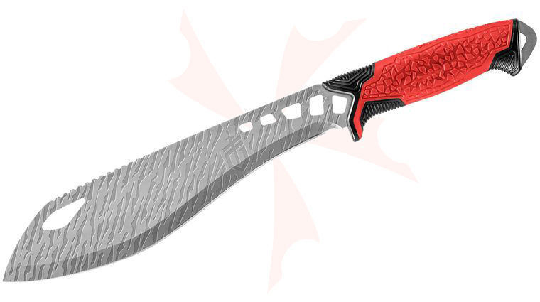 Gerber Versafix Pro Machete Fixed Blade Knife 9 inch Photochemically Etched Bolo Blade, Red Durometer Handles, Polymer Sheath