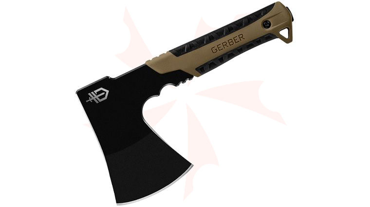 Gerber Pack Hatchet, Black Blade, Coyote Brown Rubberized Overmold Handle, 9.46 inch Overall