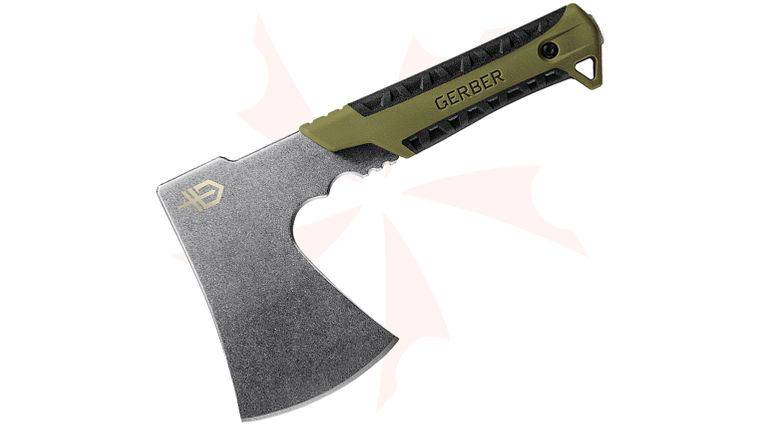 Gerber Pack Hatchet, Satin Blade, Sage Green Rubberized Overmold Handle, 9.46 inch Overall