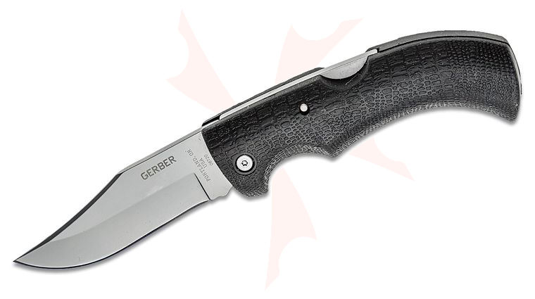 Gerber Gator Folding Knife 3.75 inch Clip Point Plain Blade, Gator Grip Handle
