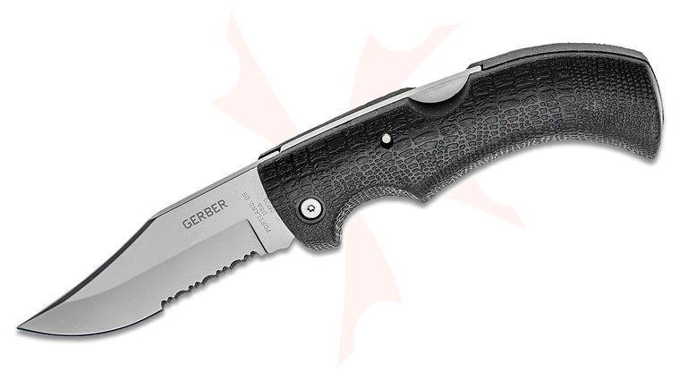 Gerber Gator Folding Knife 3.75 inch Clip Point Combo Blade, Gator Grip Handle