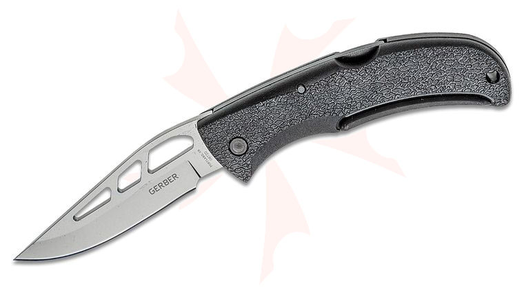Gerber E-Z-Out Skeleton Folding Knife 3.52 inch Bead Blast Plain Blade, Black GFN Handles