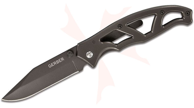 Gerber Paraframe I Folder 3 inch Ti-Gray Clip Point Blade, Skeletonized Stainless Steel Handles