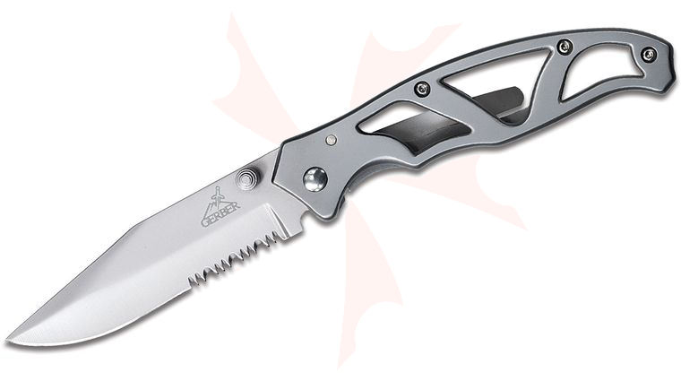 Gerber Paraframe II Folder 3.6 inch Combo Clip Point Blade, Skeletonized Stainless Steel Handles