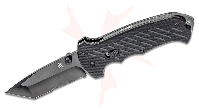 Gerber 06 FAST Assisted Folding Knife 3.8 inch Black Tanto Combo Blade, G10 Handles