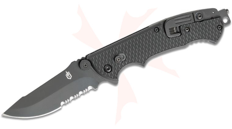Gerber Hinderer CLS Rescue Folder 3.5 inch Combo Blade, Seat Belt Cutter, Window Breaker and Oxygen Tank Wrench