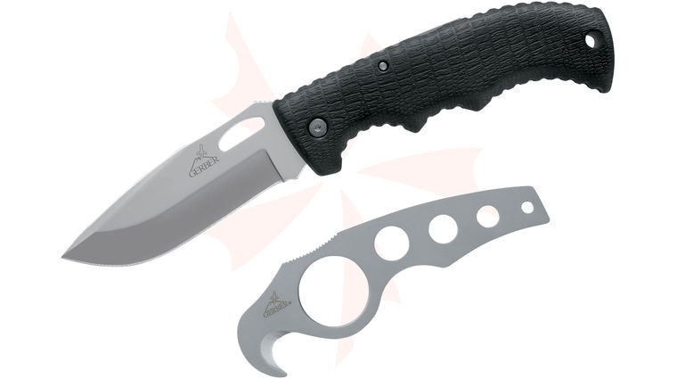 Gerber Gator II Folding Knife 3.62 inch Combo Blade Plus Gut Hook, Gator Grip Handle