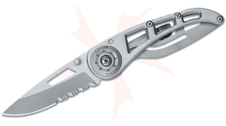 Gerber Ripstop Series I 2.3 inch High Carbon Stainless Combo Edge Drop Point, Stainless Steel Handle