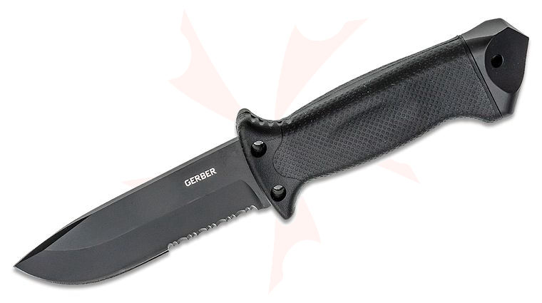 Gerber LMF II Infantry Fixed 4.84 inch Combo Blade, Black, Glass Filled Nylon Handle