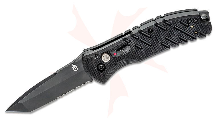 Gerber Propel AUTO 3.5 inch Black Tanto Combo Blade, G10 Handles