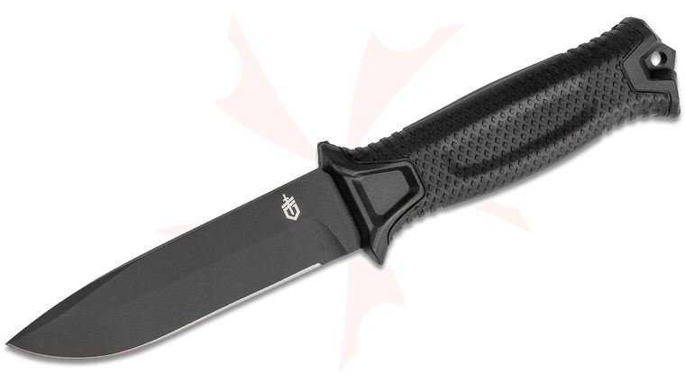 Gerber StrongArm Fixed 4.8 inch Black Plain Blade, Black Glass Filled Nylon Handles