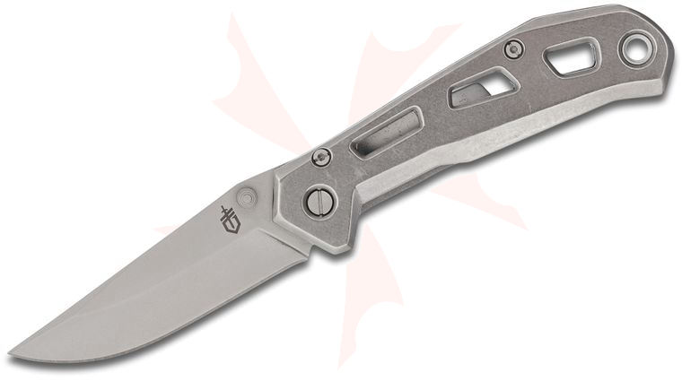 Gerber Airlift Folding Knife 2.8 inch Satin Plain Blade, Silver Stainless Steel Handles