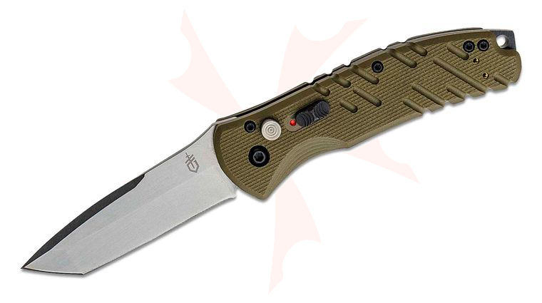 Gerber Propel Downrange AUTO Folding Knife 3.5 inch S30V Stonewashed Plain Blade, OD Green G10 Handles