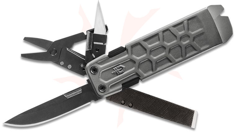Gerber Lockdown Pry Multi-Function Folding Knife 2.5 inch Plain Blade, Tactical Gray Aluminum Handle