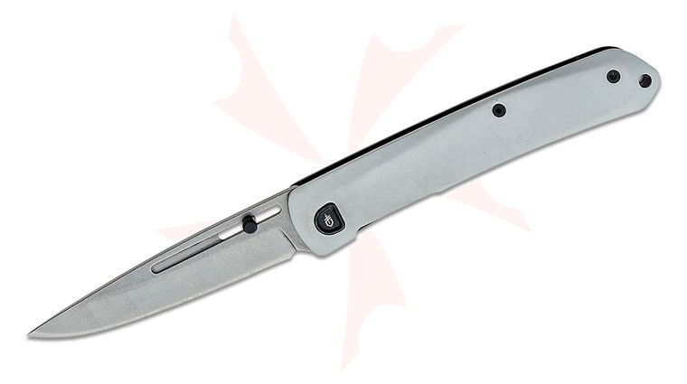 Gerber Affinity Gentleman's Folding Knife 3.7 inch D2 Stonewashed Drop Point Plain Blade, Silver Aluminum and Black Stainless Steel Handles