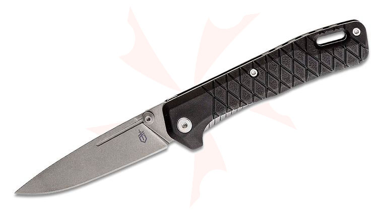 Gerber Zilch Folding Knife 3.1 inch Stonewashed Drop Point Plain Blade, Black GRN Handles