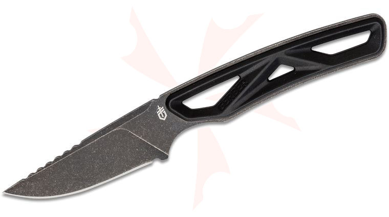 Gerber Exo-Mod Fixed Blade Knife, Stonewashed 420HC Caper Plain Blade, Black Handles, Snap-Together Modular Sheath