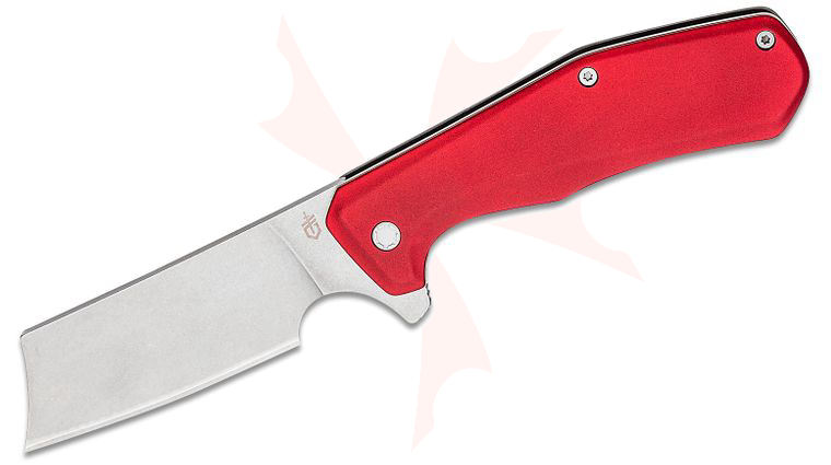 Gerber Asada Flipper Knife, 3.2 inch 7Cr17M0V Stonewashed Plain Blade, Drab Red Aluminum and Stainless Steel Handles