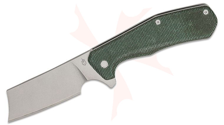 Gerber Asada Flipper Knife, 3.2 inch D2 Stonewashed Plain Blade, Olive Micarta and Stainless Steel Handles